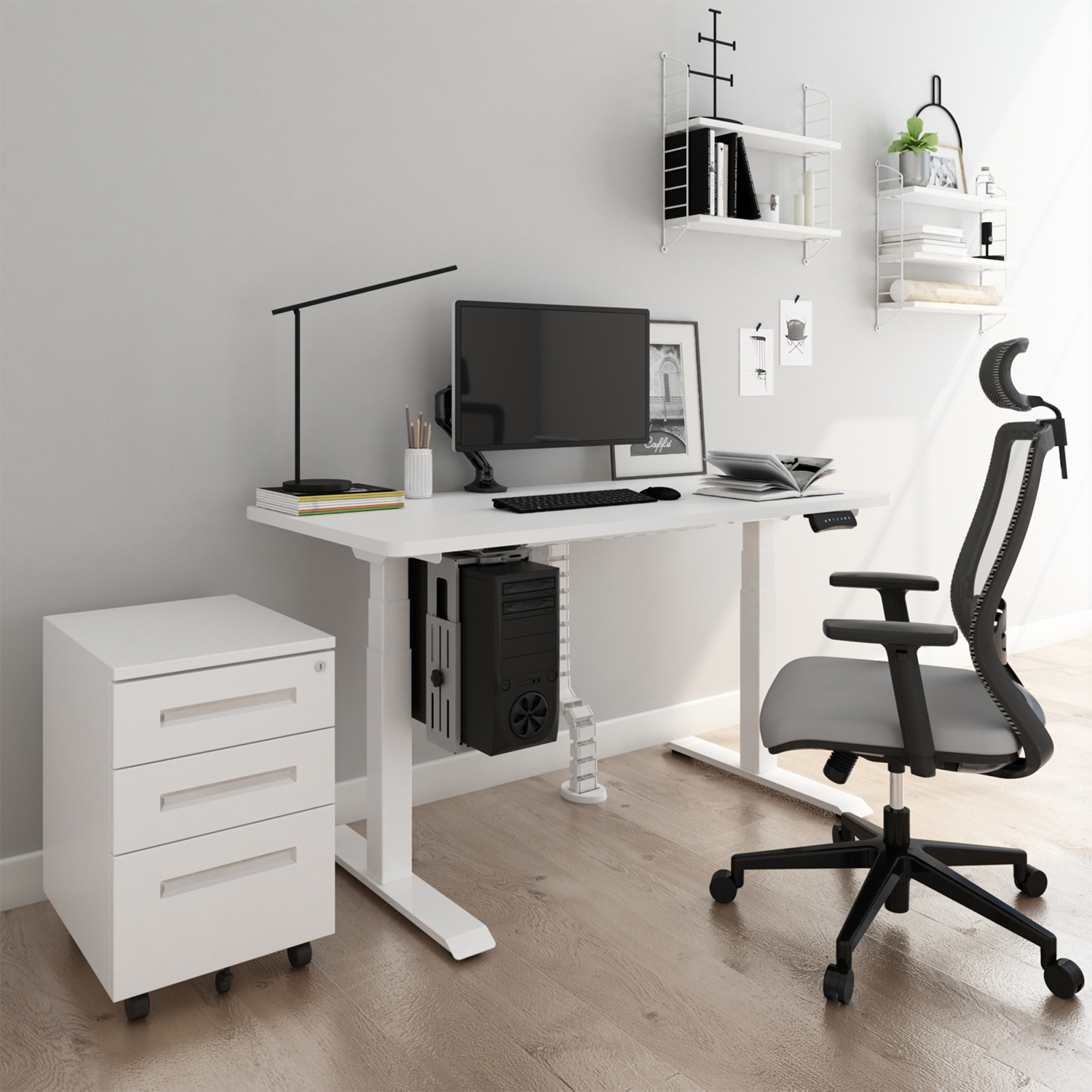 Modular height-adjustable office desk